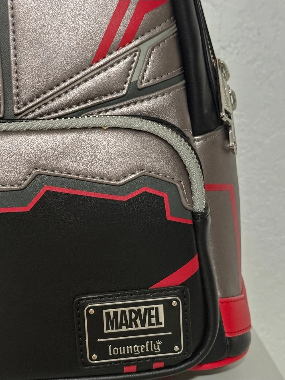 Loungefly Metallic Silver & Red Marvel Mini Backpack